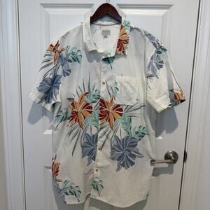 Jack O'Neill Mens White Floral Hawaiian Button Down Aloha Shirt Size XXL